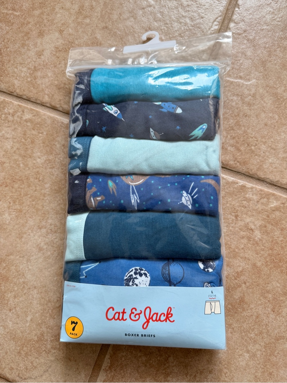 Pack of 7 Cat & Jack Boys' Blue Space Mix Boxer Briefs - Assorted Blues